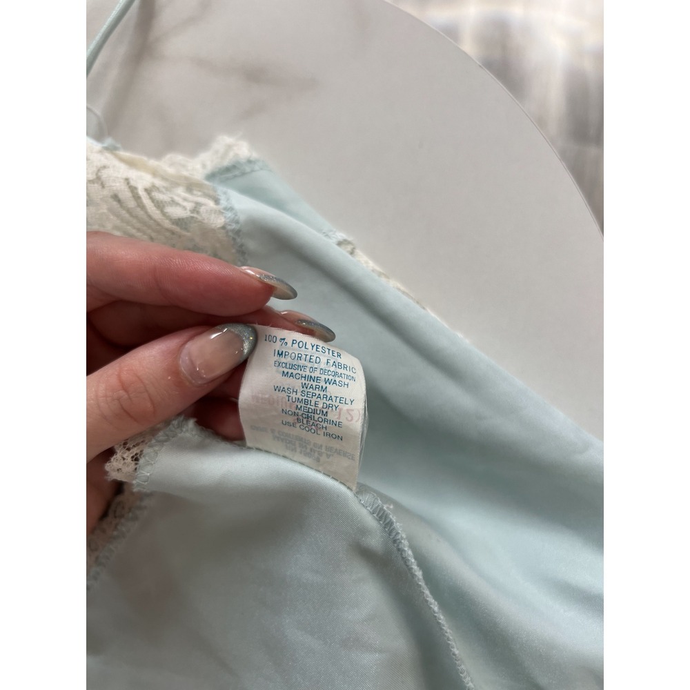 Sears Vintage Baby Blue Satin Lace Trim Romper Lingerie Womens Medium 128B - Picture 4 of 5